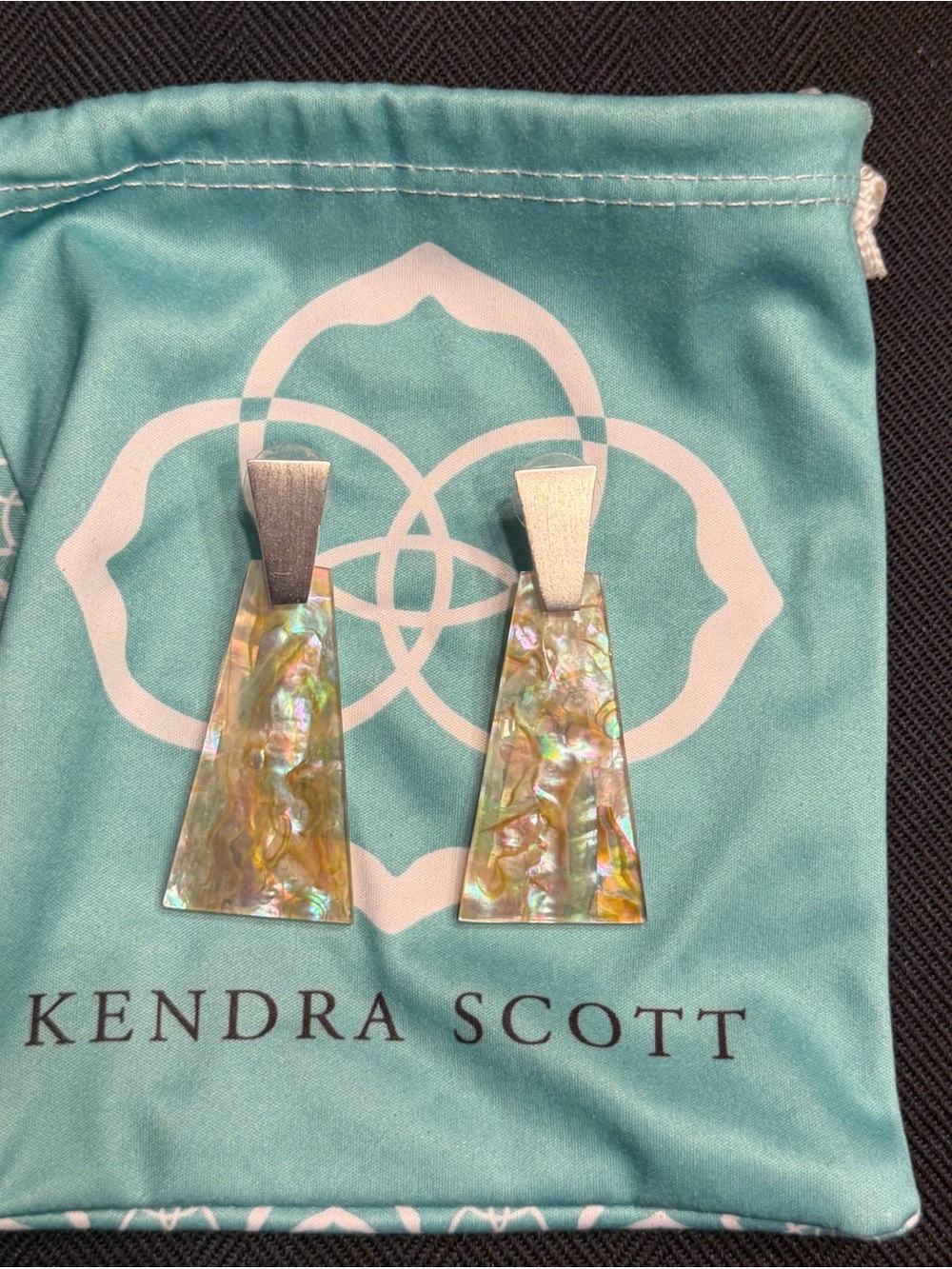 Kendra Scott White Iridescent Abalone Drop Earrings
